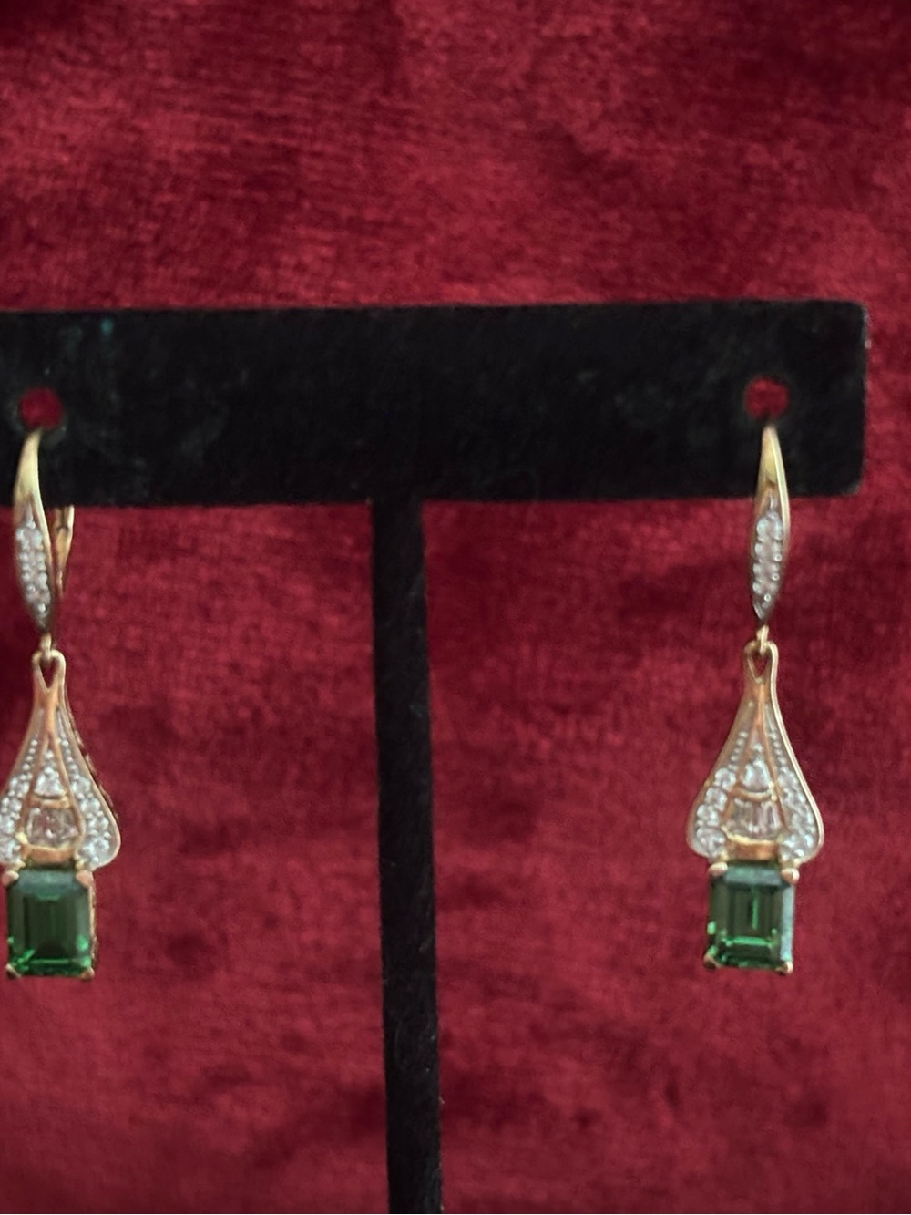 Victoria Wieck Gold-Tone Drop Earrings with Green Crystals